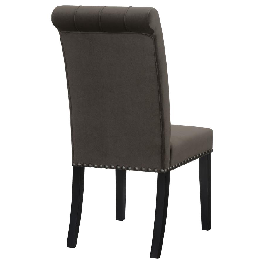 (image for) Alana Velvet Upholstered Dining Side Chair Brown (Set of 2)