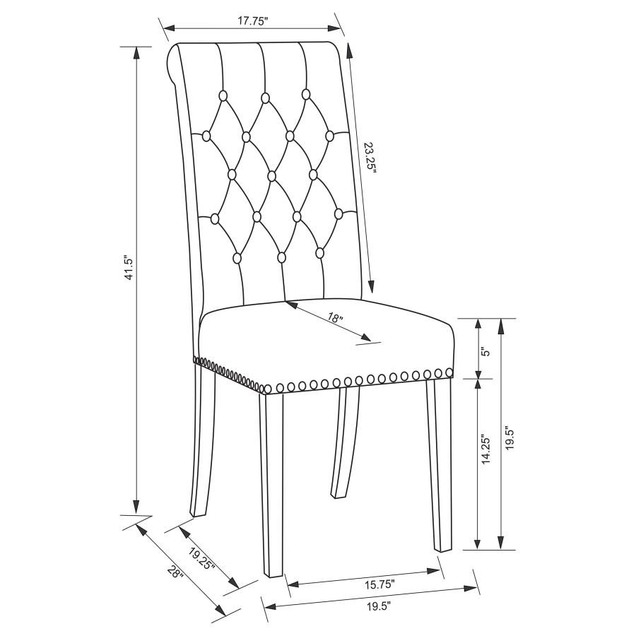 (image for) Alana Velvet Upholstered Dining Side Chair Brown (Set of 2)