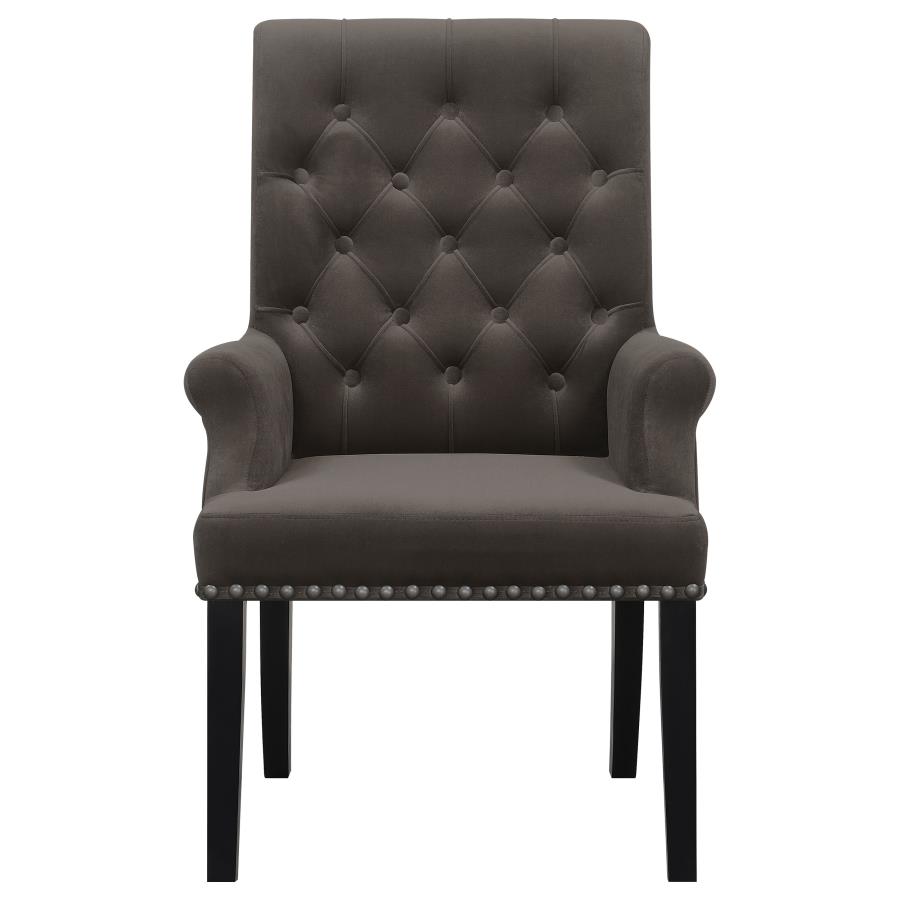 (image for) Alana Velvet Upholstered Dining Arm Chair Brown