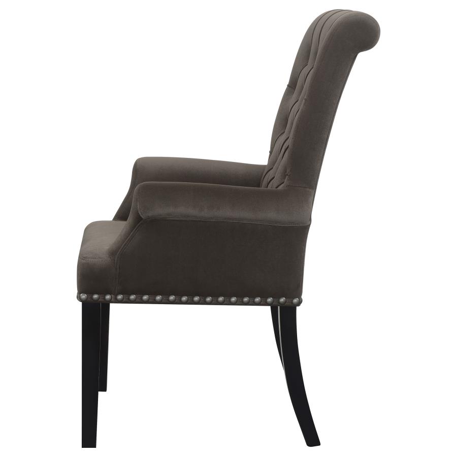 (image for) Alana Velvet Upholstered Dining Arm Chair Brown