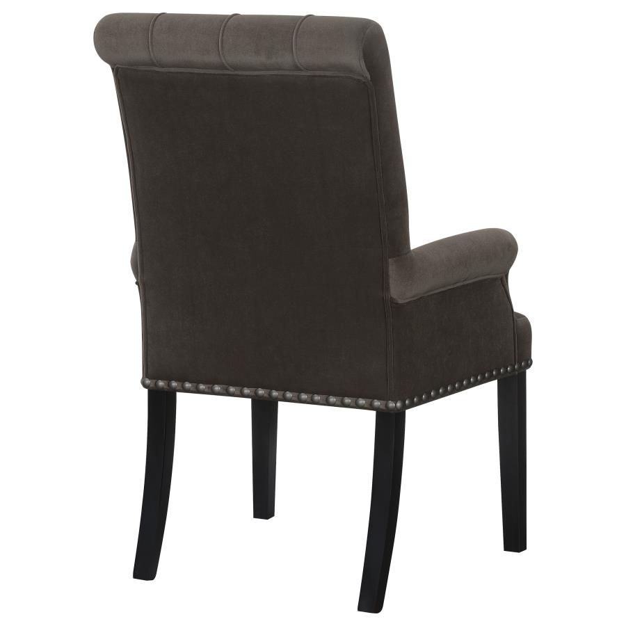 (image for) Alana Velvet Upholstered Dining Arm Chair Brown