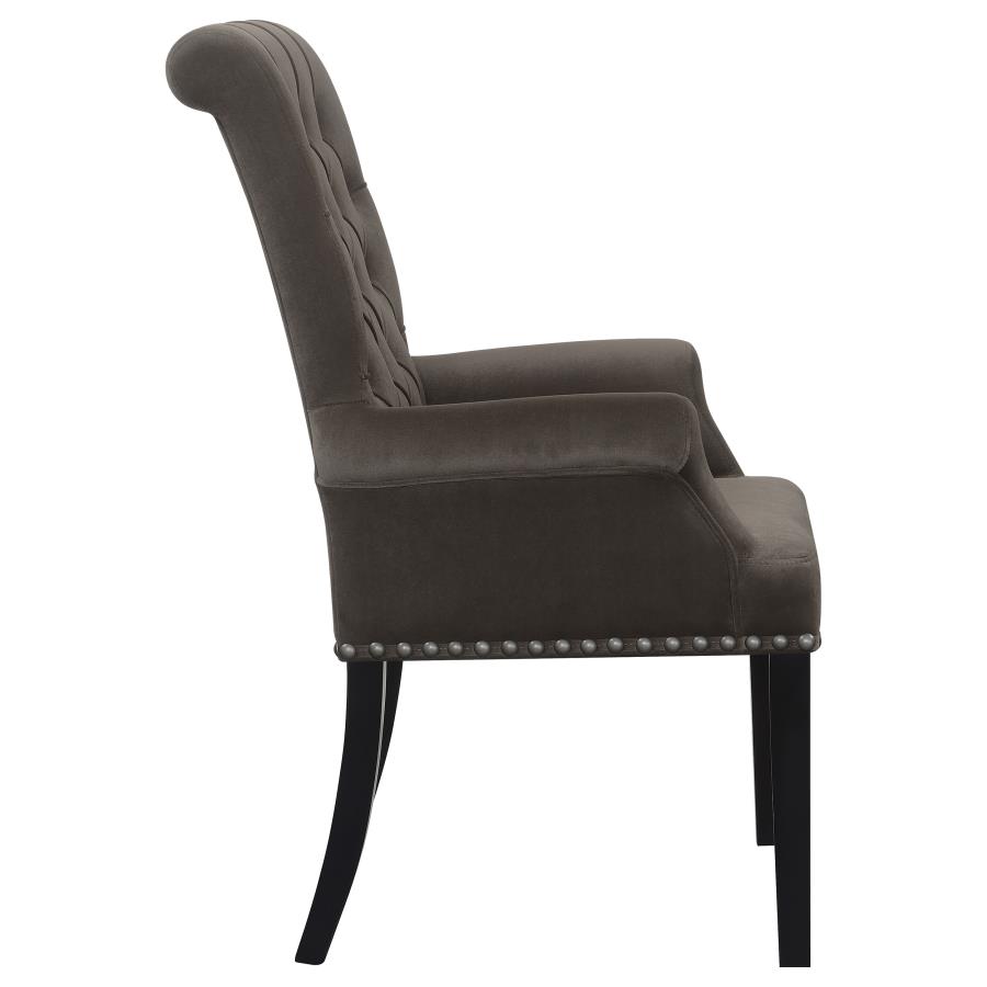 (image for) Alana Velvet Upholstered Dining Arm Chair Brown