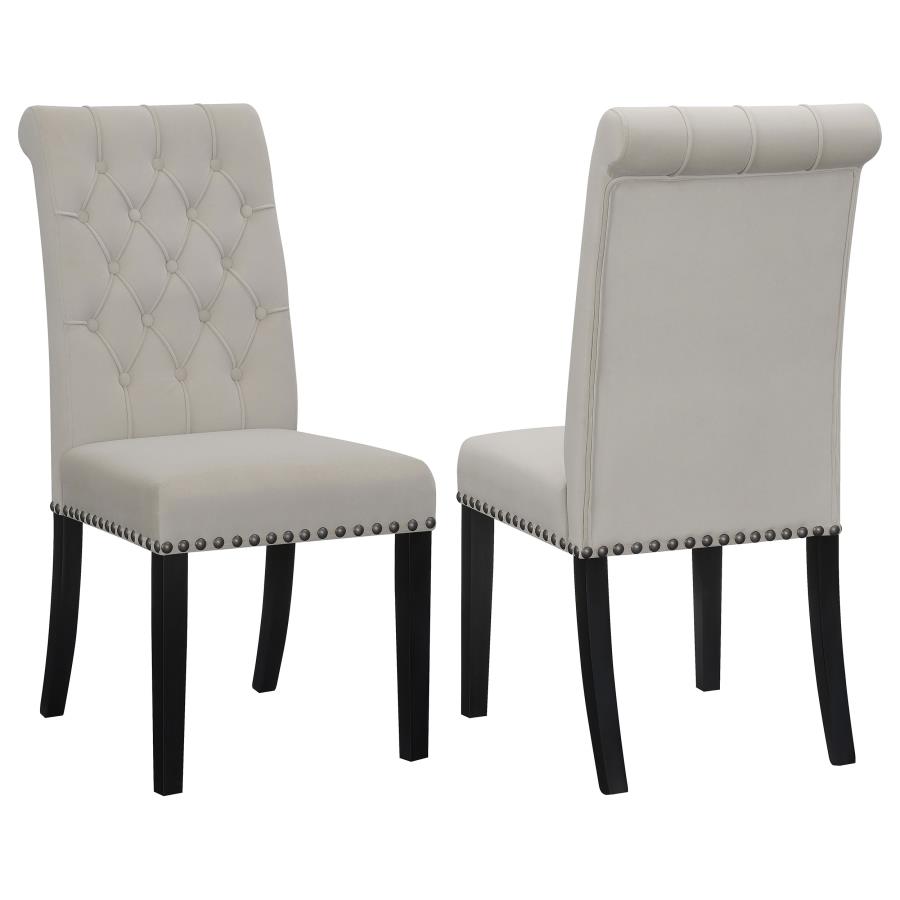 (image for) Alana Velvet Upholstered Dining Side Chair Sand (Set of 2) - Click Image to Close