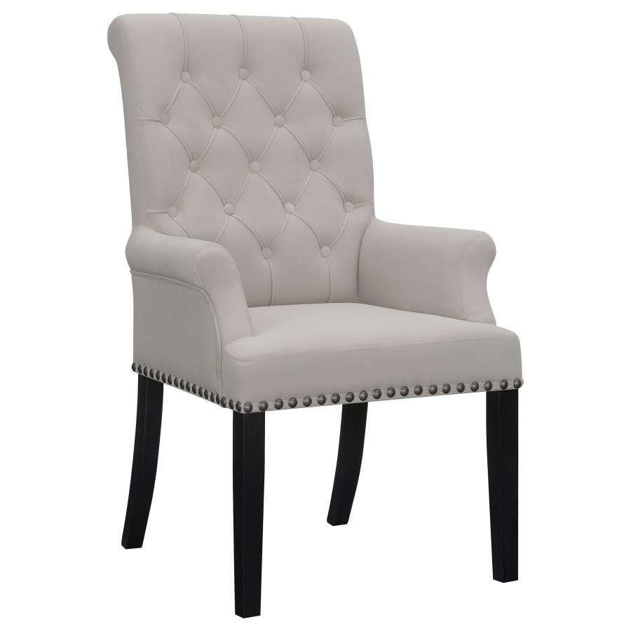 (image for) Alana Velvet Upholstered Dining Arm Chair Sand - Click Image to Close