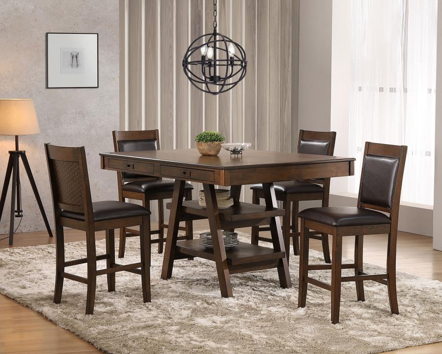 (image for) Dewey 5-piece Rectangular Dining Table Set Walnut - Click Image to Close