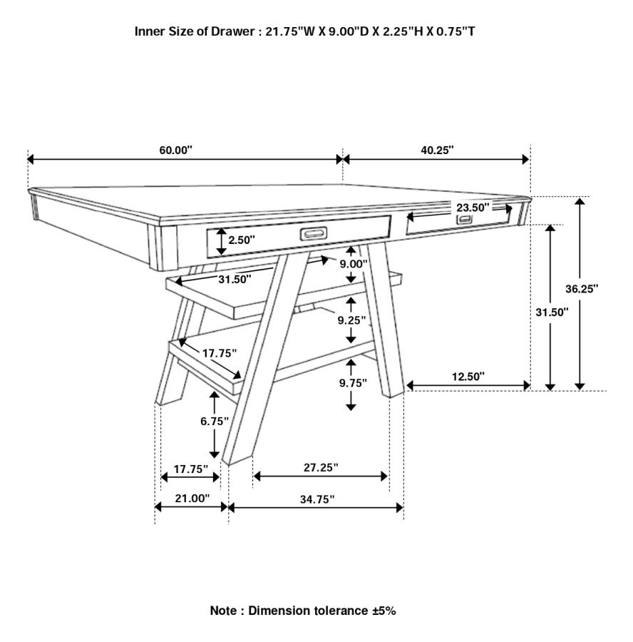 (image for) Dewey 5-piece Rectangular Dining Table Set Walnut