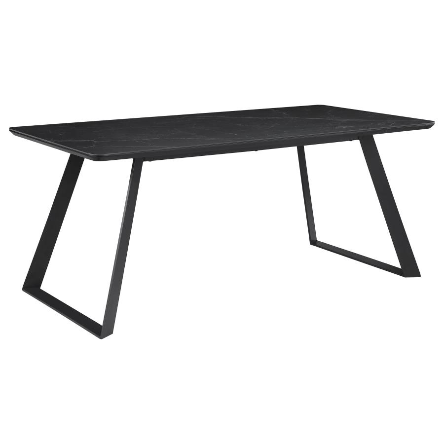 (image for) Smith Rectangular 71-inch Ceramic Top Dining Table Black - Click Image to Close