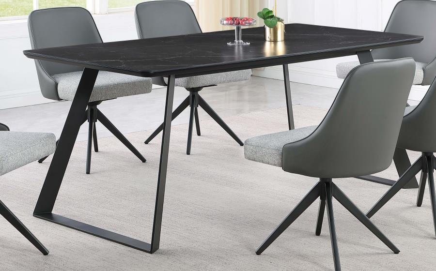 (image for) Smith Rectangular 71-inch Ceramic Top Dining Table Black