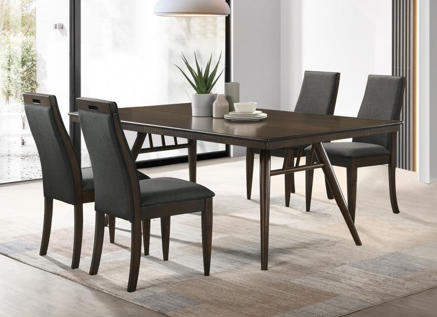 (image for) Wes 5-piece Rectangular Dining Table Set Dark Walnut - Click Image to Close