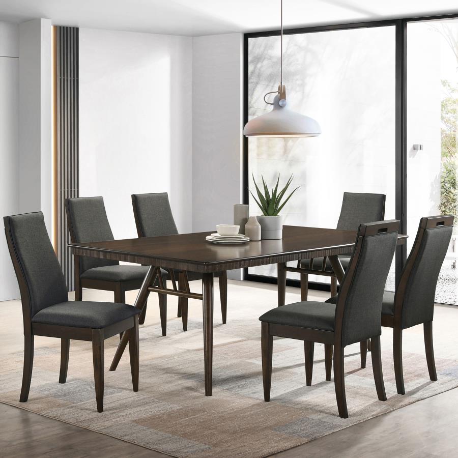 (image for) Wes 7-piece Rectangular Dining Table Set Dark Walnut - Click Image to Close