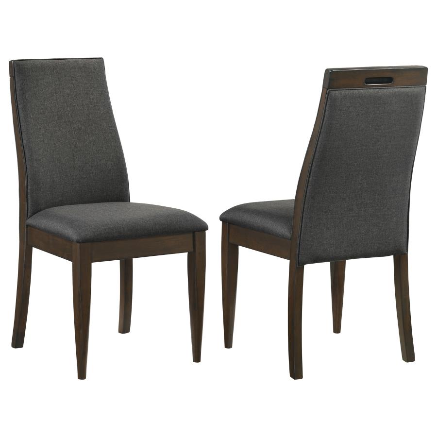 (image for) Wes Upholstered Dining Side Chair Dark Walnut (Set of 2) - Click Image to Close