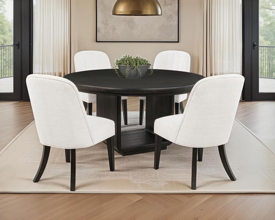 (image for) Leandro 5-piece Round Dining Table Set Burnished Black