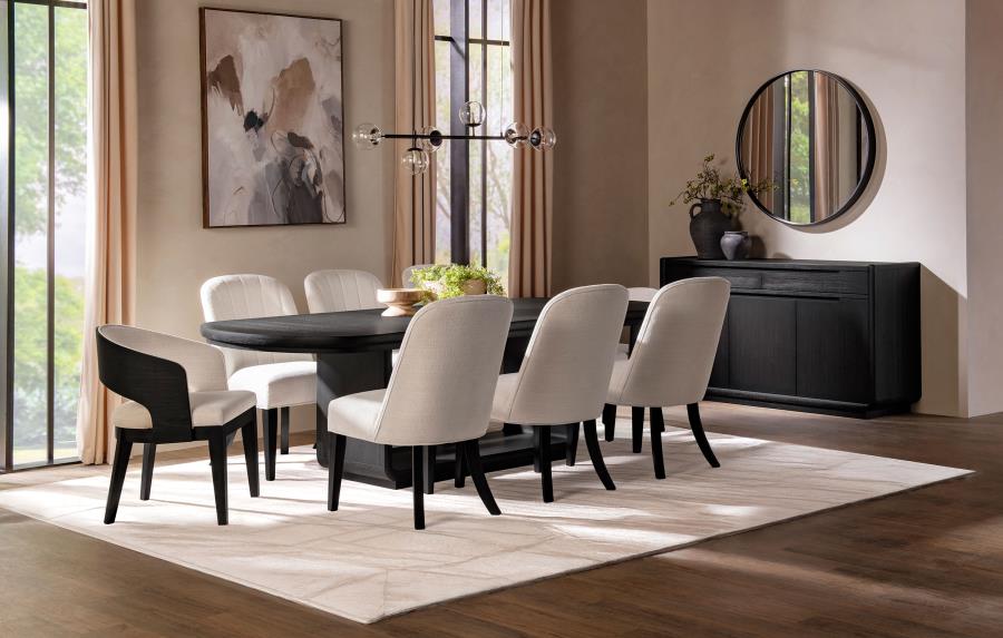 Modal Additional Images for Leandro Upholstered Dining Arm Chair Cream (Set of 2)
