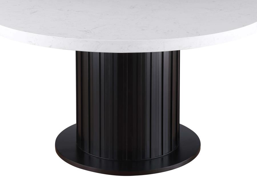 (image for) Sherry 5-piece Round Marble Top Dining Table Set Sand