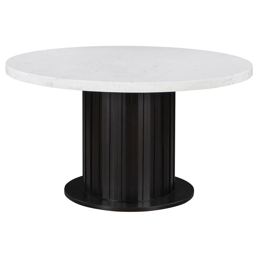 (image for) Sherry Round 54-inch Marble Top Dining Table Rustic Espresso - Click Image to Close