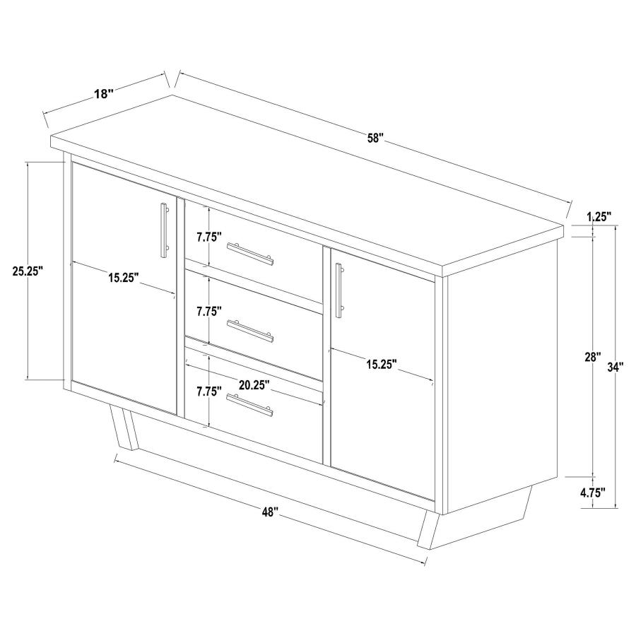 (image for) Sherry 3-drawer Marble Top Sideboard Buffet Rustic Espresso