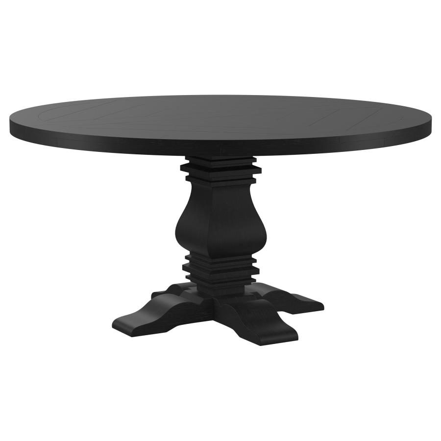 (image for) Florence Round 60-inch Pedestal Base Dining Table Black - Click Image to Close