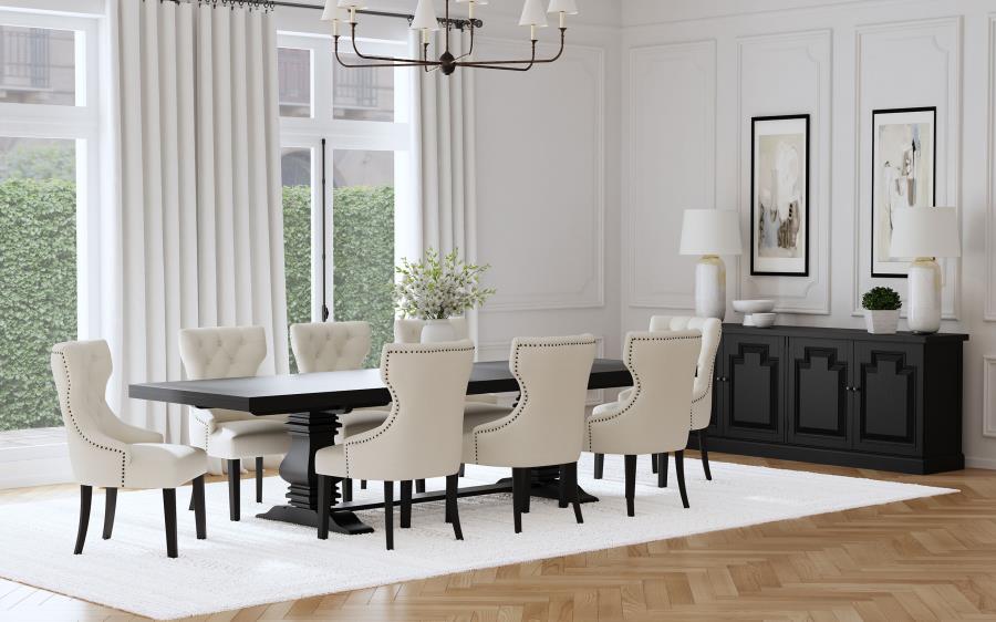 (image for) Florence 9-piece 126-inch Extension Dining Table Set Distressed Black
