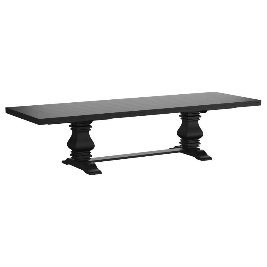 (image for) Florence 126-inch Extension Dining Table Distressed Black - Click Image to Close