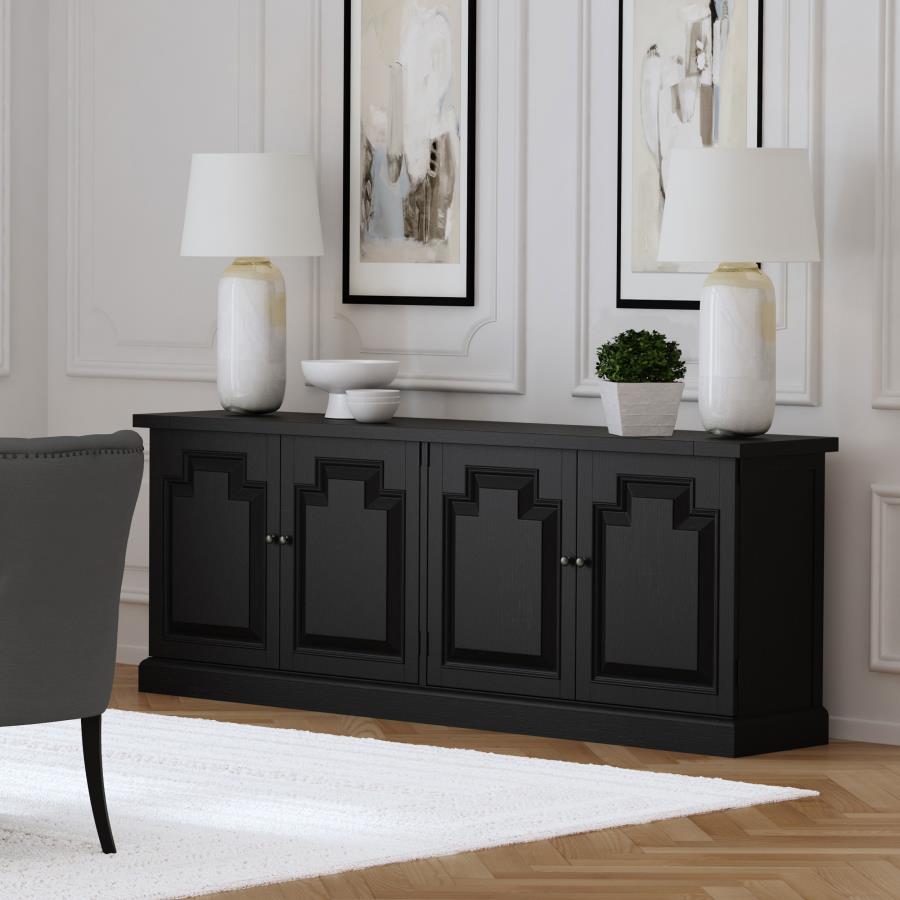 (image for) Florence 4-door Dining Sideboard Buffet Distressed Black - Click Image to Close