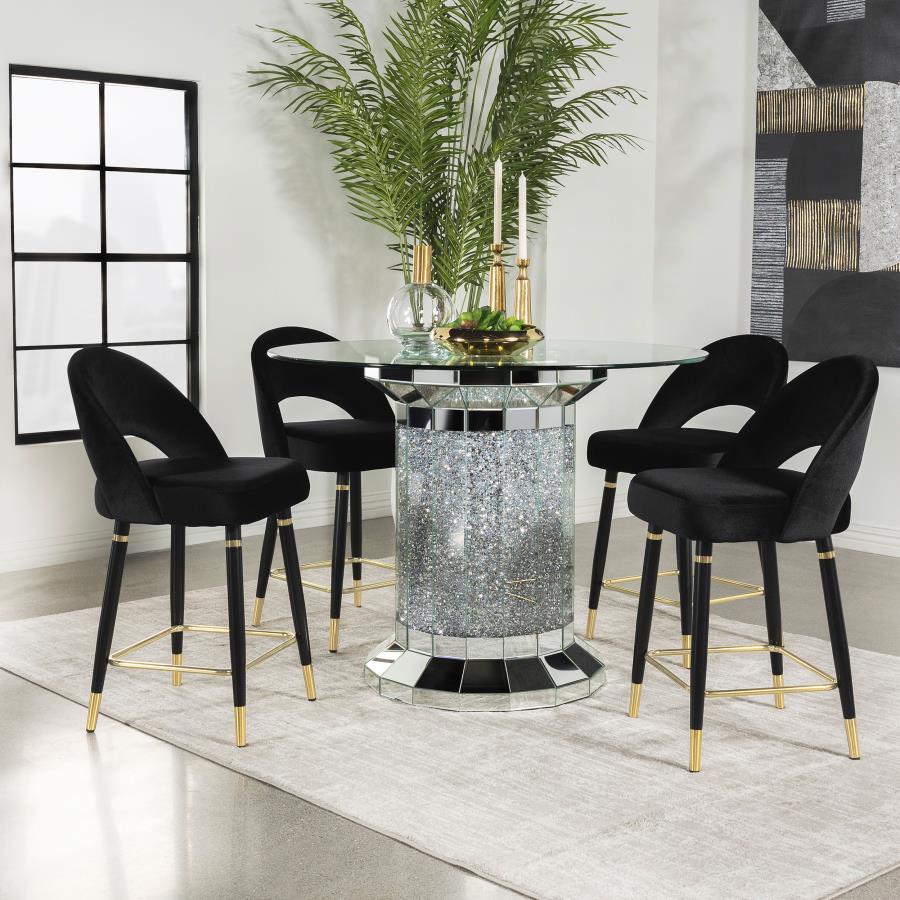 (image for) Ellie 5-piece Mirrored Counter Height Dining Table Set Black