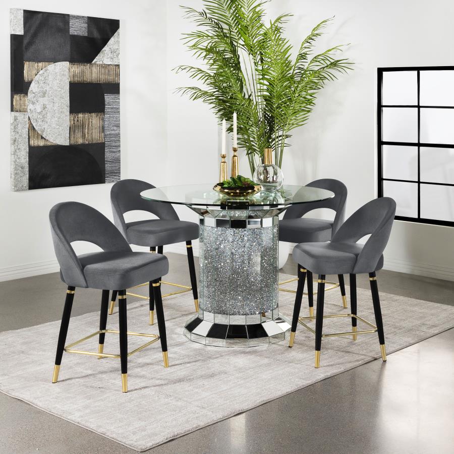 (image for) Ellie 5-piece Mirrored Counter Height Dining Table Set Grey