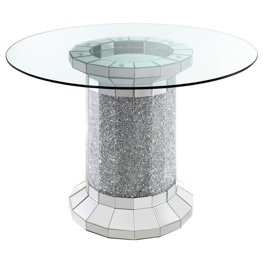 (image for) Ellie 52-inch Glass Top Counter Height Dining Table Silver - Click Image to Close