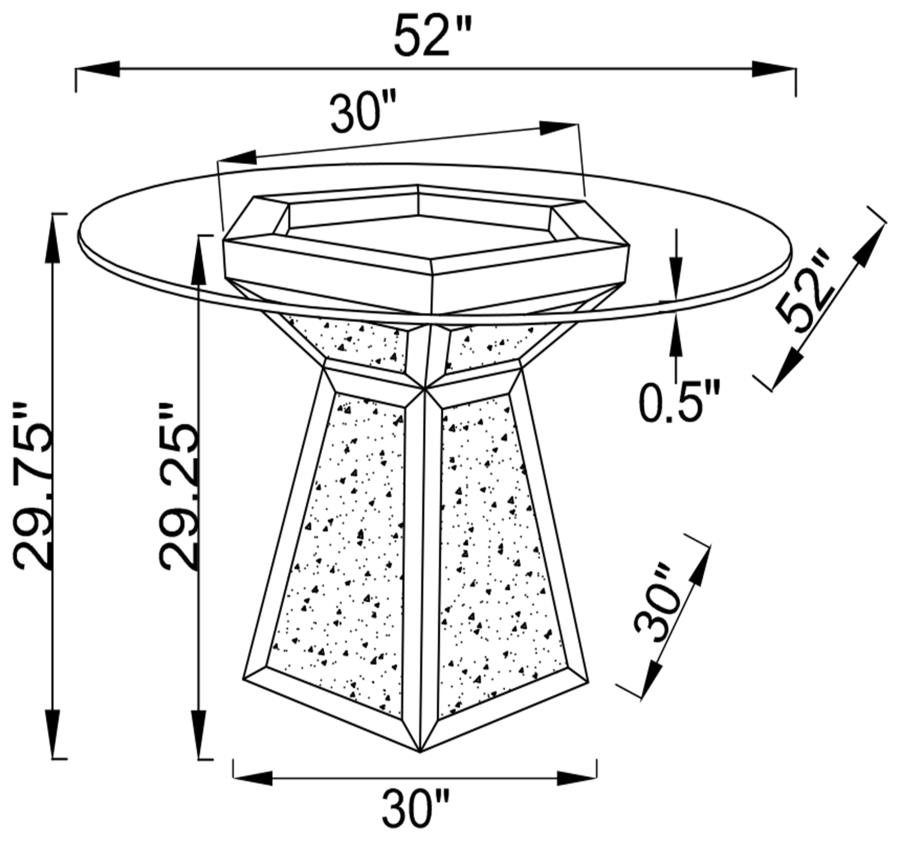 (image for) Quinn Round 52-inch Glass Top Mirrored Dining Table Silver