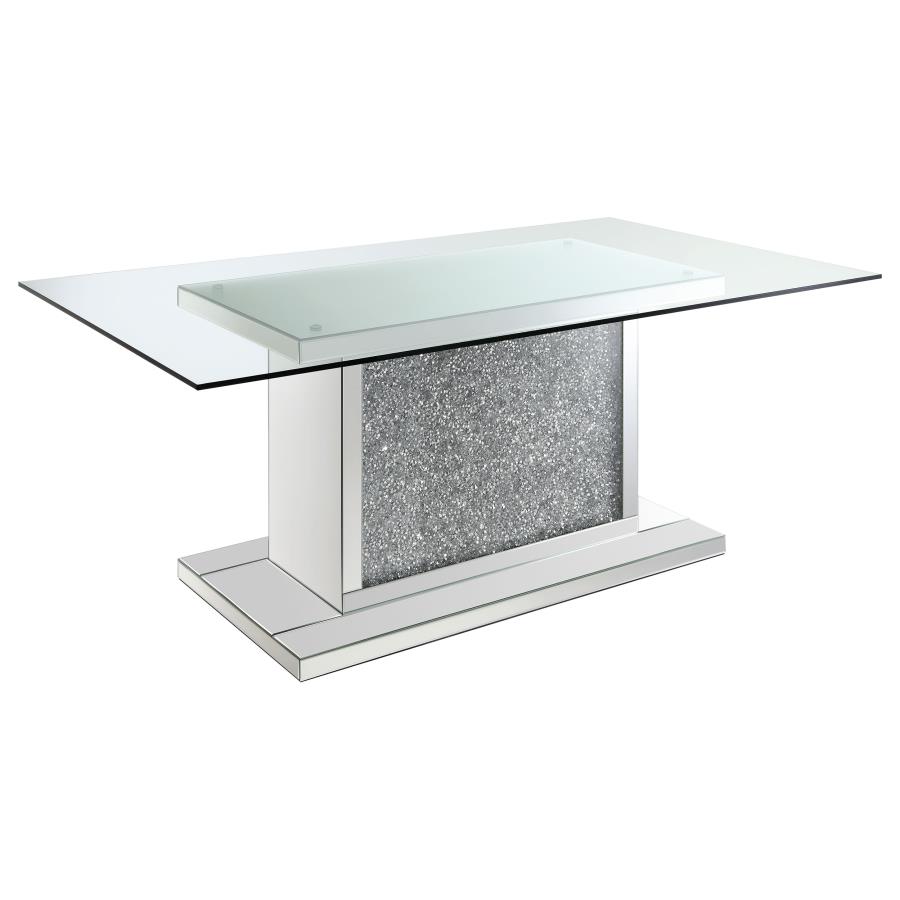 (image for) Marilyn Rectangular 72-inch Glass Top Dining Table Silver - Click Image to Close