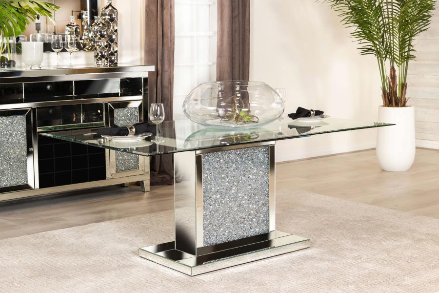 (image for) Marilyn Rectangular 72-inch Glass Top Dining Table Silver