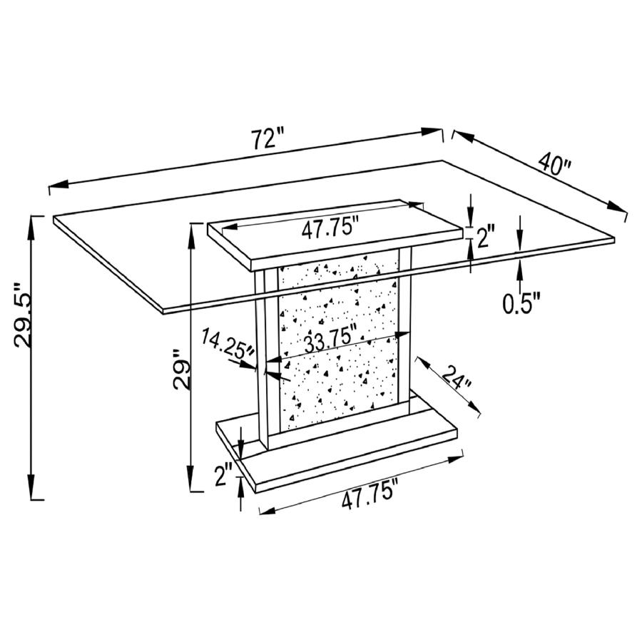 (image for) Marilyn Rectangular 72-inch Glass Top Dining Table Silver