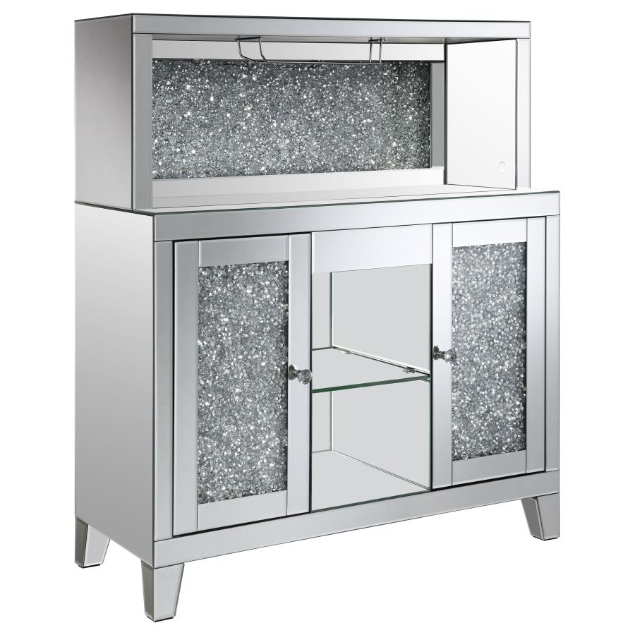 (image for) Yvaine 2-door Mirrored Acrylic Home Bar Wine Cabinet Silver - Click Image to Close