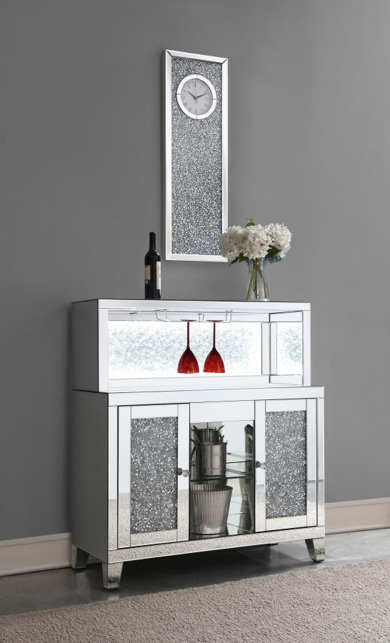 (image for) Yvaine 2-door Mirrored Acrylic Home Bar Wine Cabinet Silver