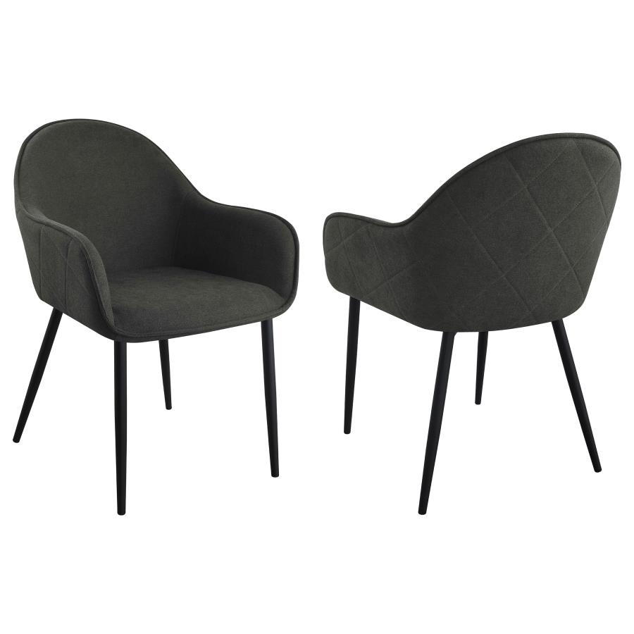 (image for) Emma Fabric Upholstered Dining Arm Chair Charcoal (Set of 2) - Click Image to Close