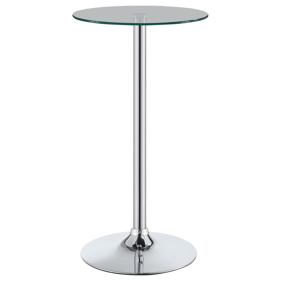 (image for) Abiline Round 24-inch Glass Top Bistro Bar Table Chrome