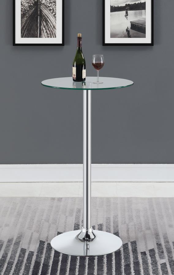 (image for) Abiline Round 24-inch Glass Top Bistro Bar Table Chrome