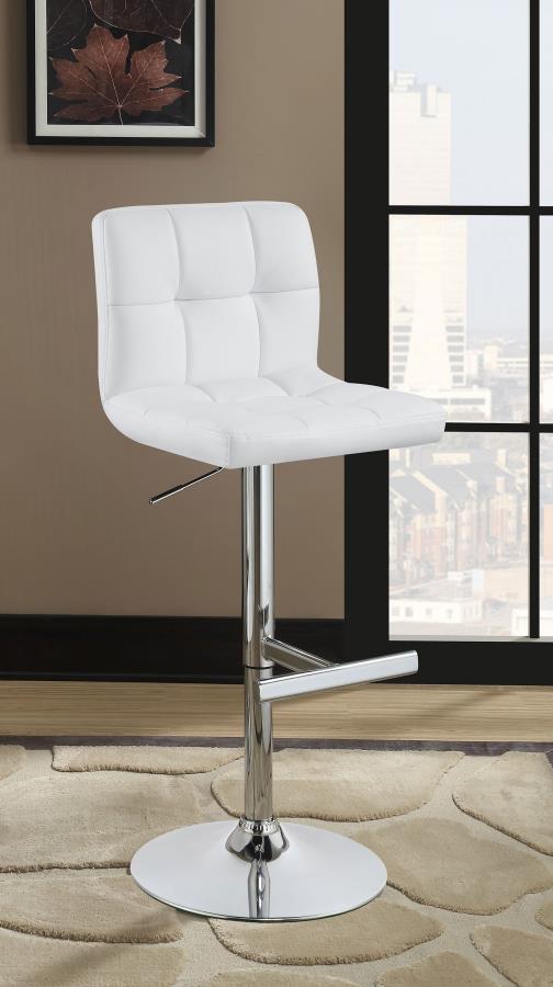 (image for) Lenny Upholstered Adjustable Bar Stool White (Set of 2)