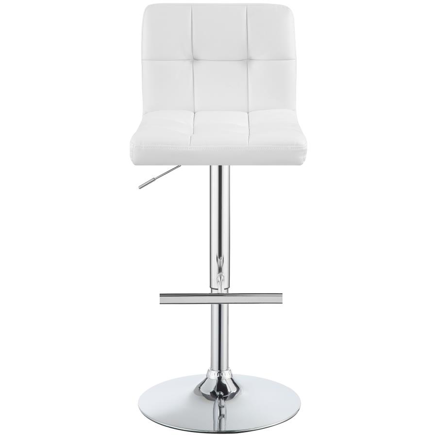 (image for) Lenny Upholstered Adjustable Bar Stool White (Set of 2)