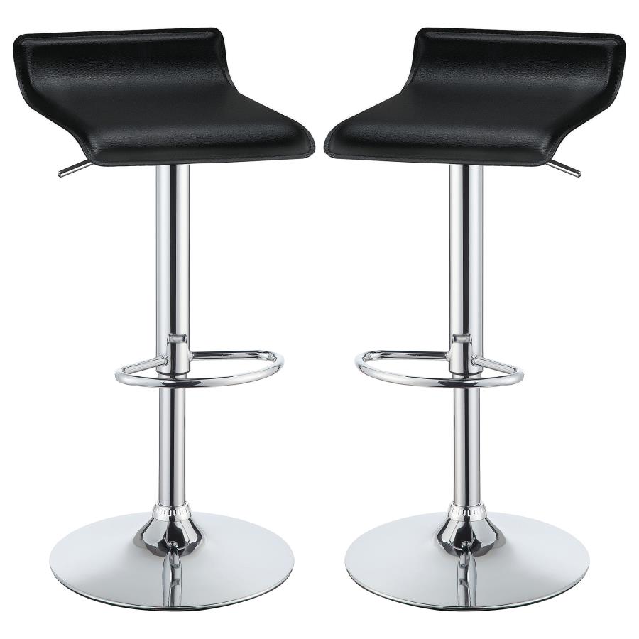 (image for) Bidwell Upholstered Adjustable Bar Stool Black (Set of 2) - Click Image to Close