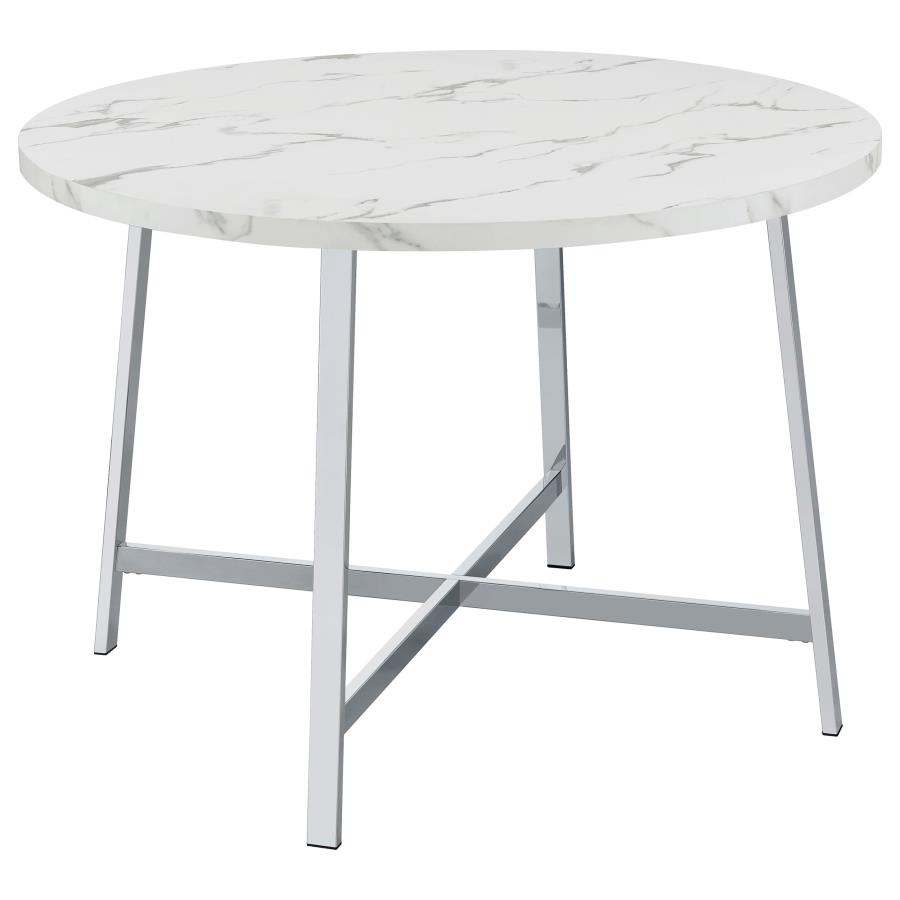 (image for) Alcott Round 45-inch Dining Table Carrara Faux Marble