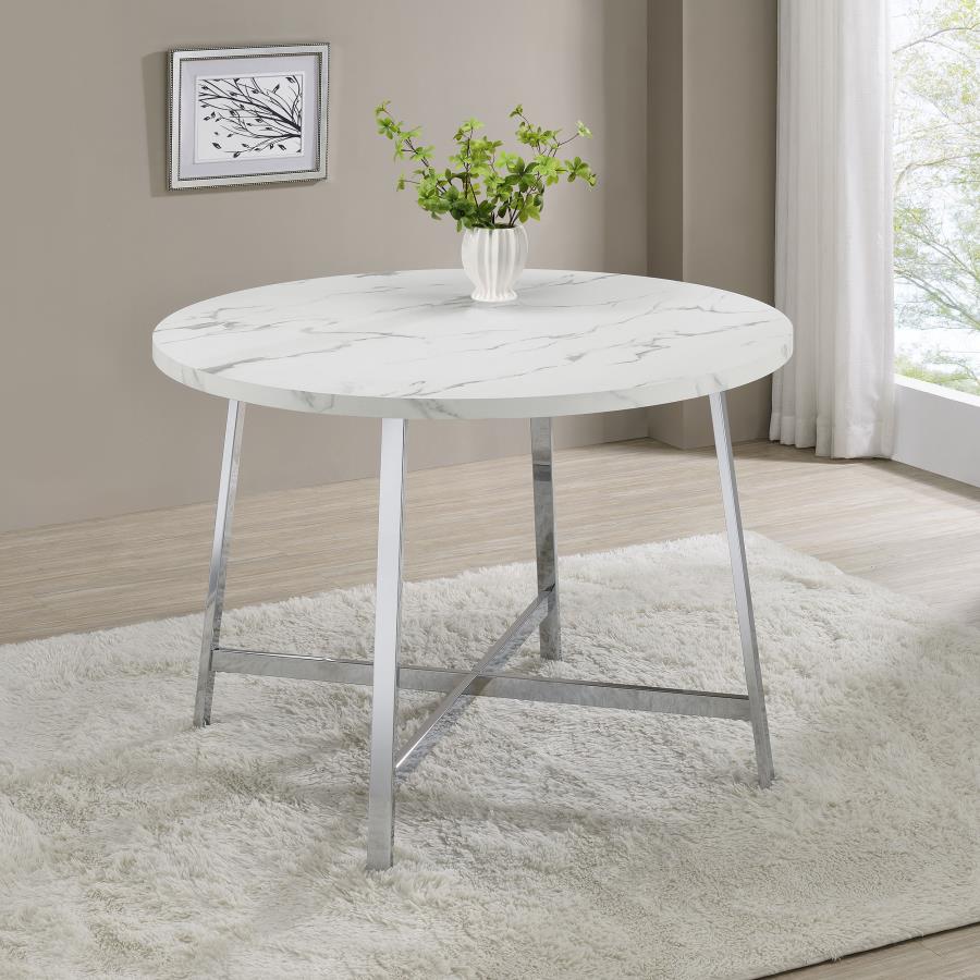 (image for) Alcott Round 45-inch Dining Table Carrara Faux Marble