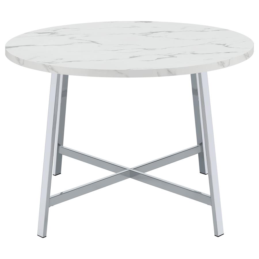 (image for) Alcott Round 45-inch Dining Table Carrara Faux Marble