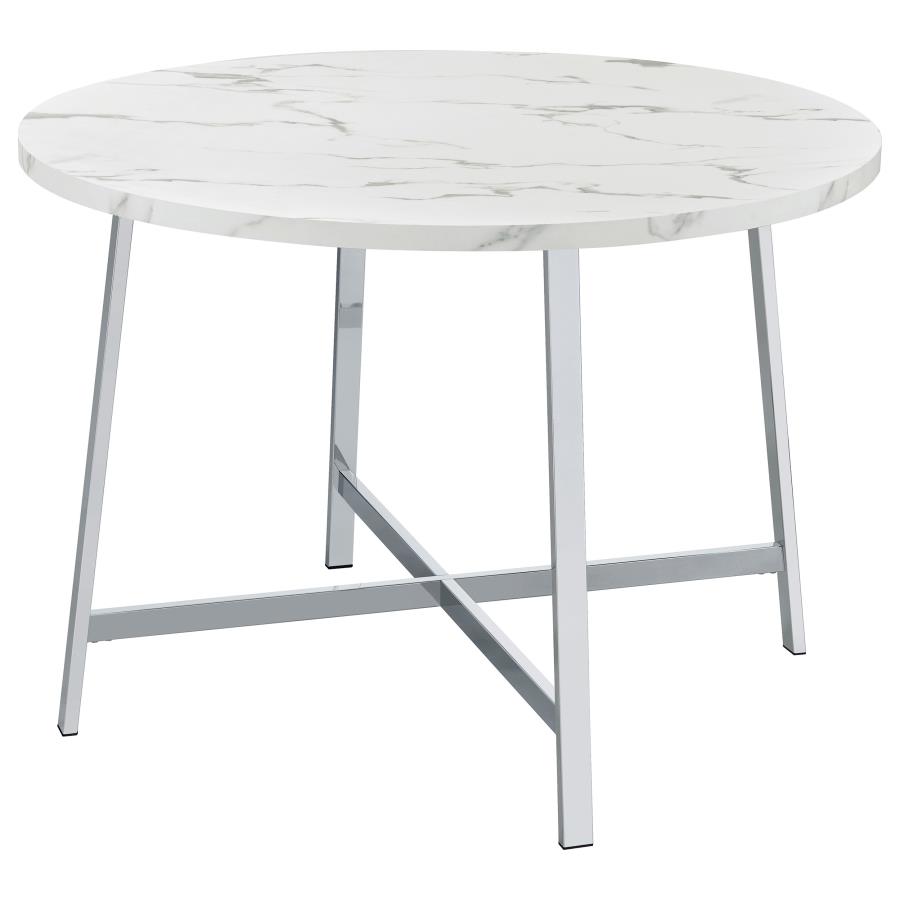 (image for) Alcott Round 45-inch Dining Table Carrara Faux Marble