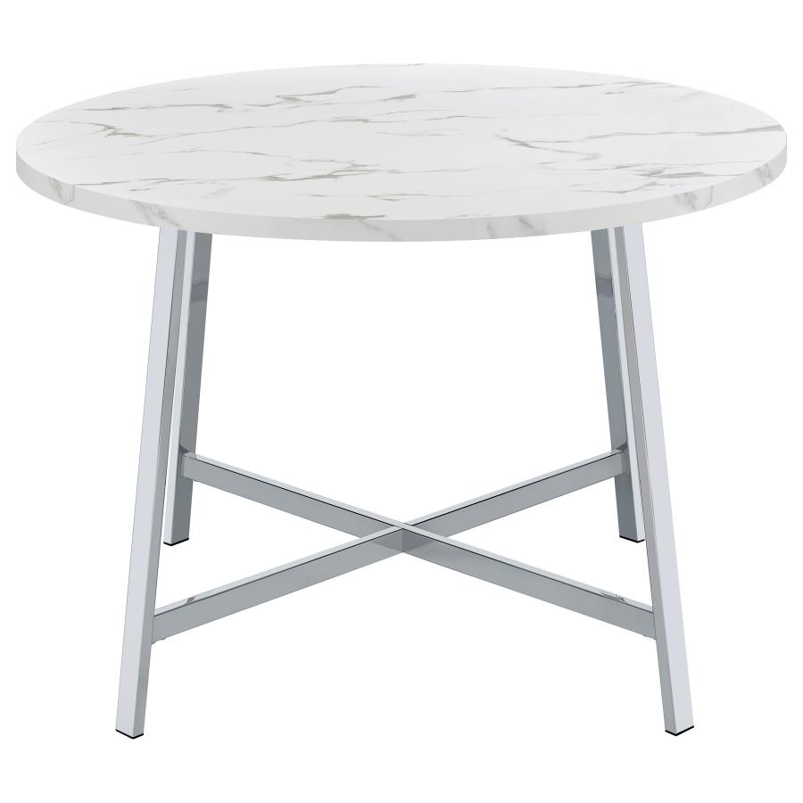 (image for) Alcott Round 45-inch Dining Table Carrara Faux Marble