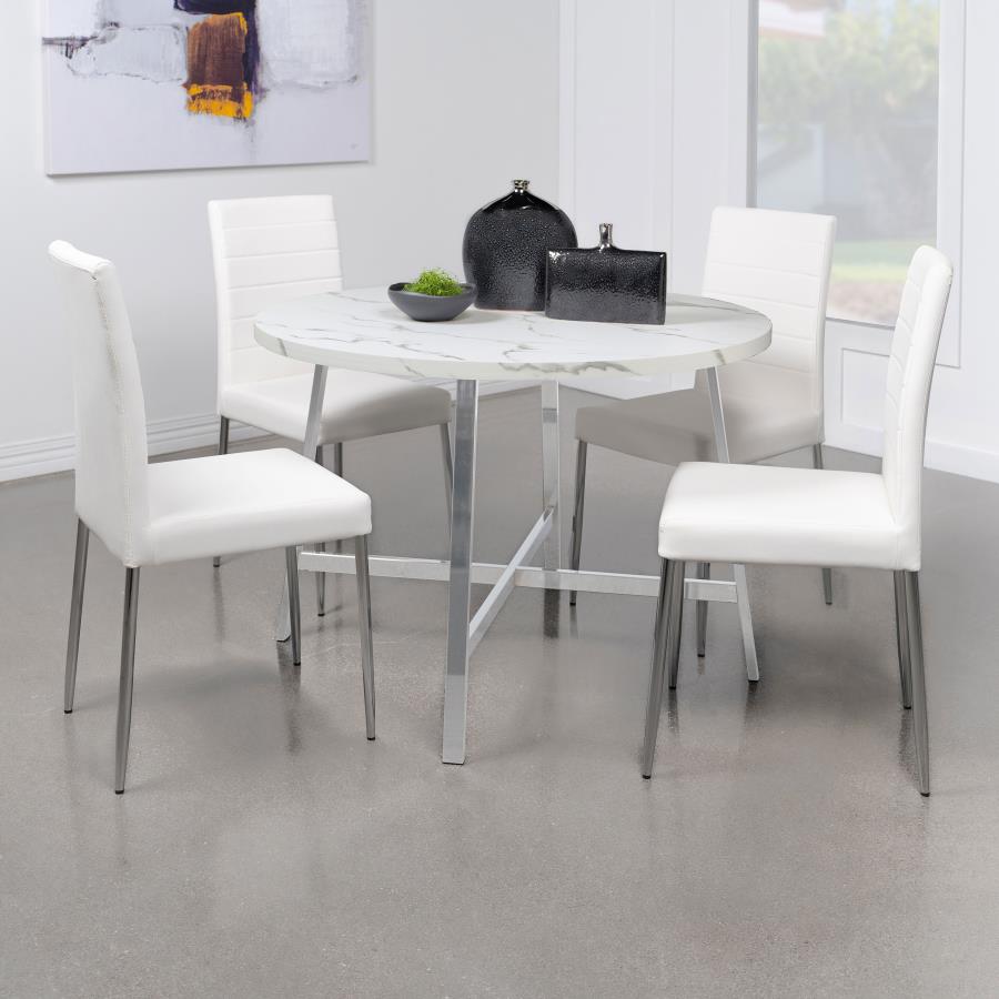 (image for) Alcott Round 45-inch Dining Table Carrara Faux Marble