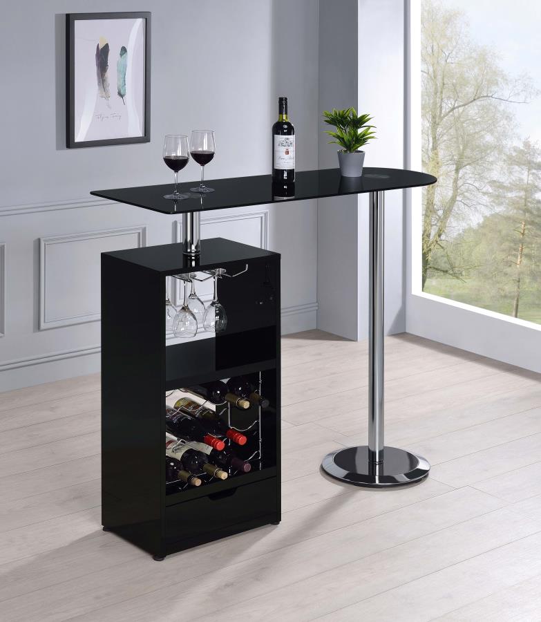 (image for) Koufax 48-inch Pub Height Bar Table Black High Gloss