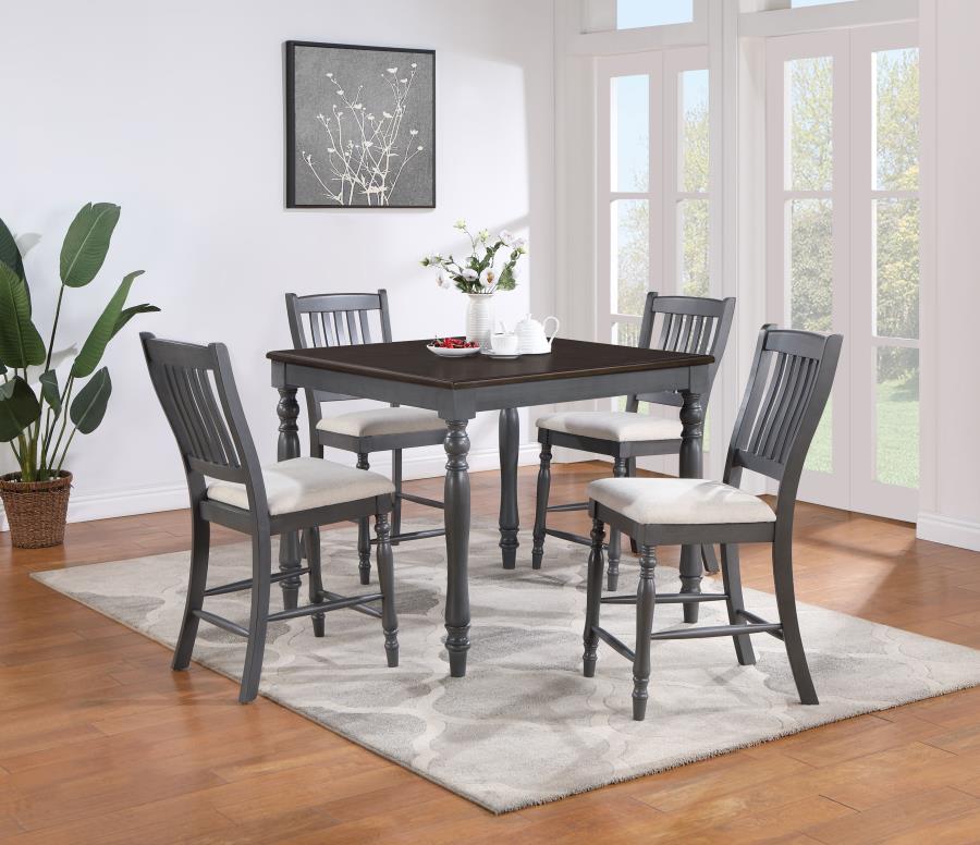 (image for) Wiley 5-piece Square Counter Height Dining Set Grey - Click Image to Close