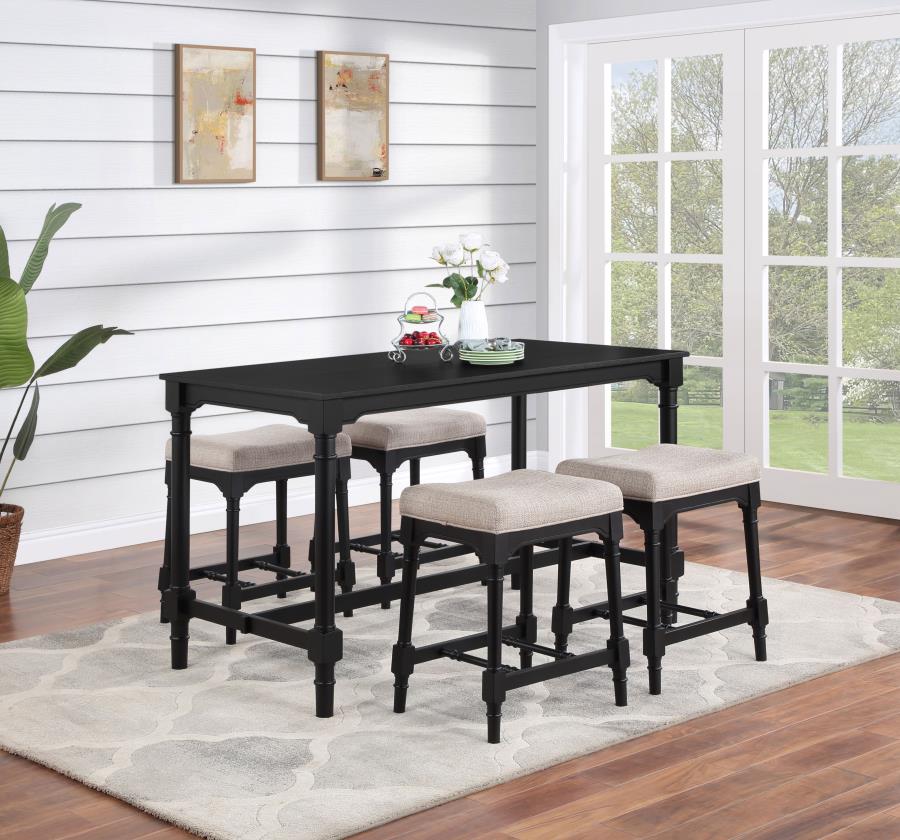 (image for) Martina 5-piece Rectangular Counter Height Dining Set Black - Click Image to Close