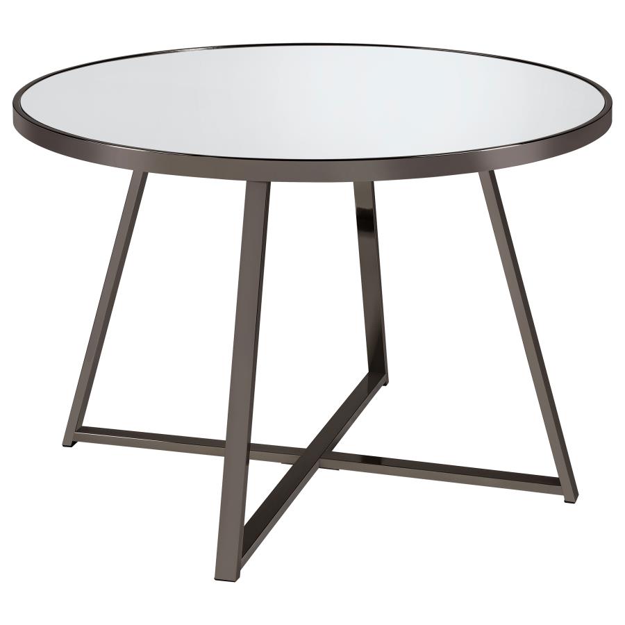 (image for) Jillian Round 45-inch Mirror Top Dining Table Black Nickel