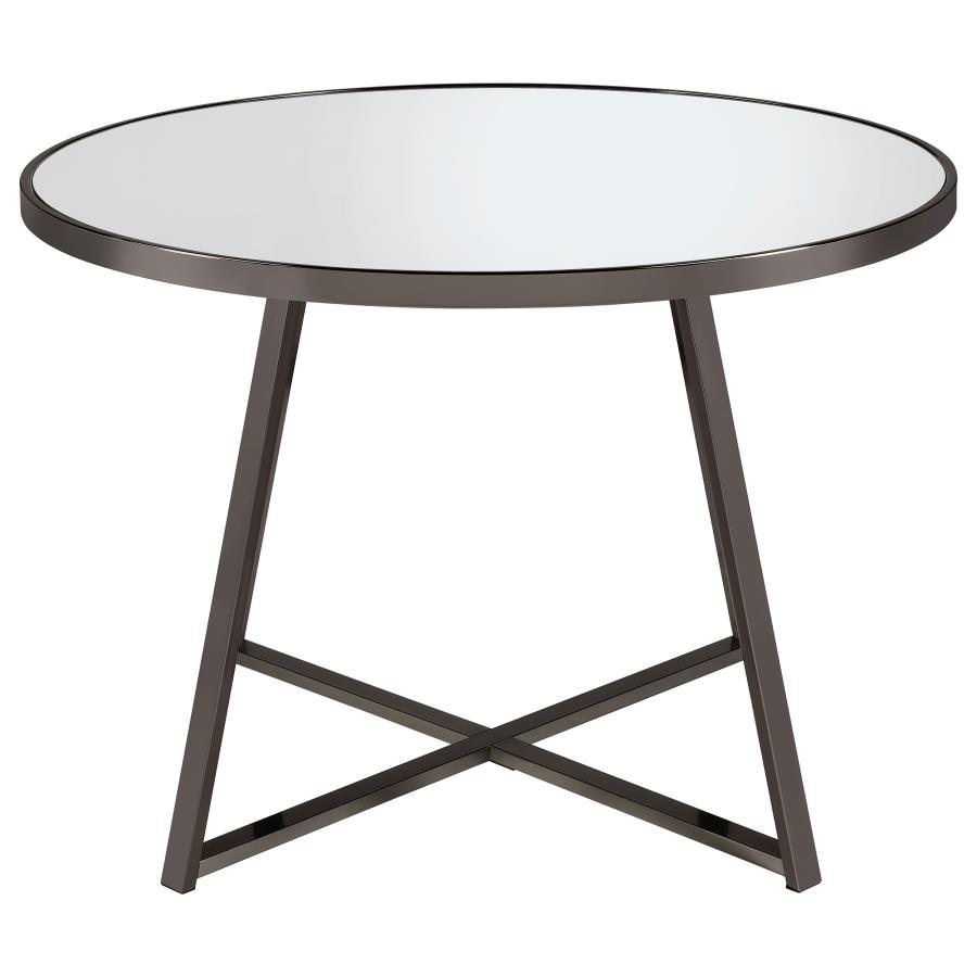 (image for) Jillian Round 45-inch Mirror Top Dining Table Black Nickel